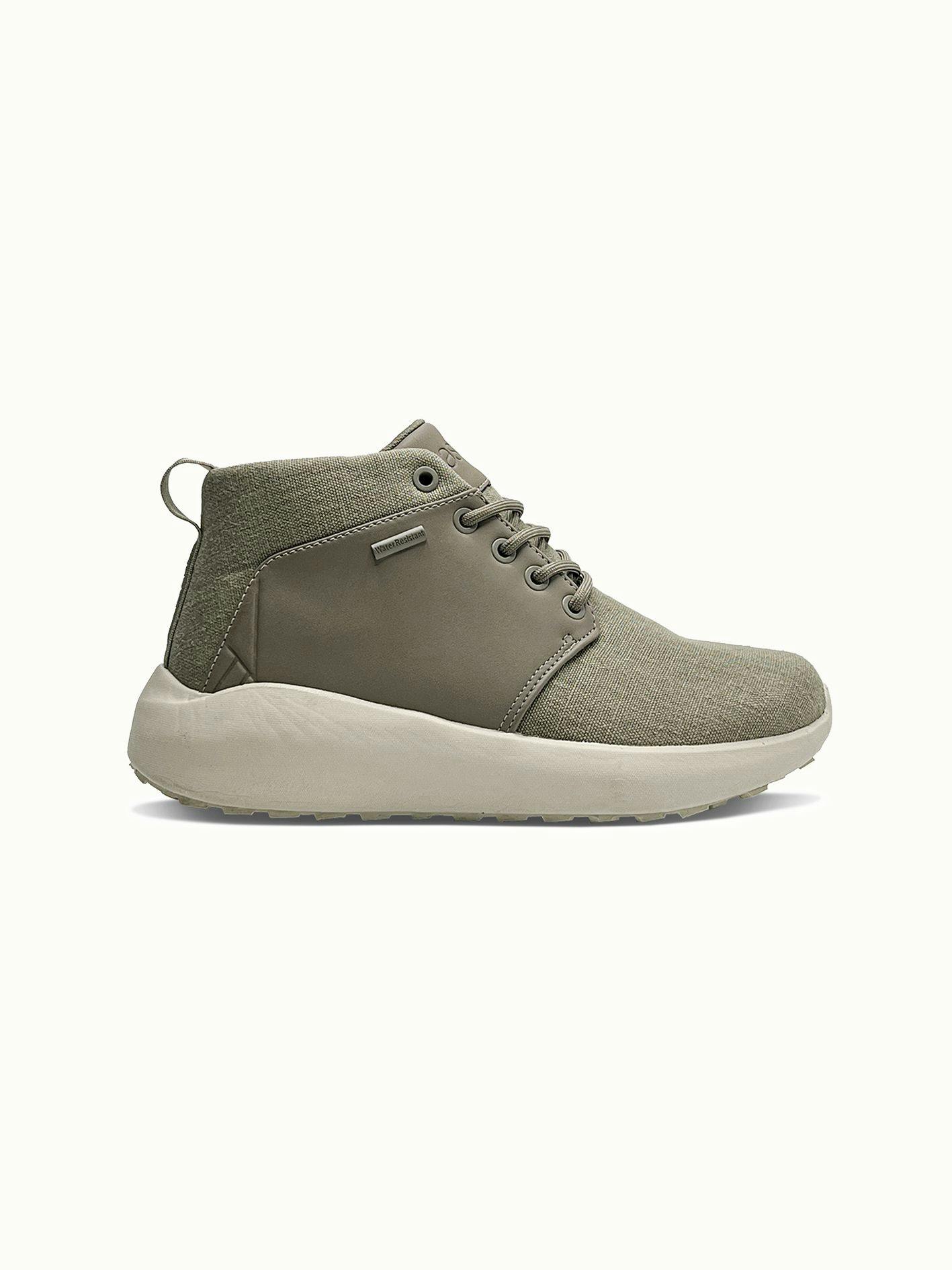 The Madla Terrain Hemp high-top sneaker provides a hemp upper with a terrain sole for timeless waterproof protection.